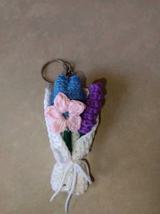 Crocheted Flower Bouquet Keychain
