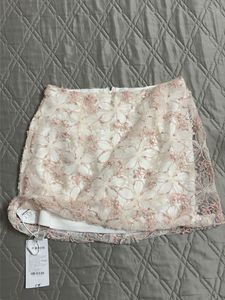 White Floral Sequin Mini Skirt , Unused , Savana