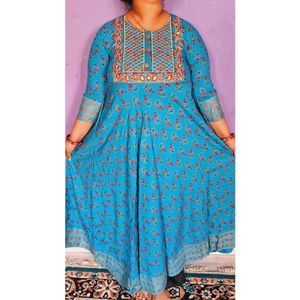 Blue Long Anarkali Kurti