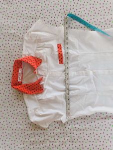 Cute White &amp; Orange Polka Dot Top
