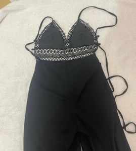 Black backless jumpsuit