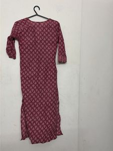 Maroon Printed Cotton Kurta