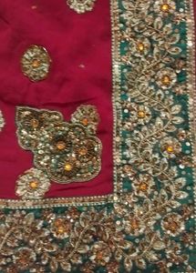 Embellished Pink Silk Saree