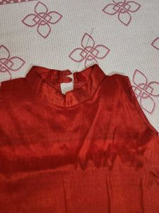 Elegant Red with golden stripe ethnic dress