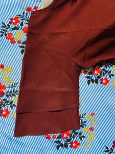 Maroon Tie-Neck Blouse