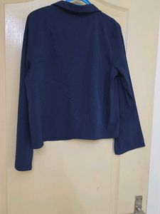 Chic Navy Blue Button-Up Top