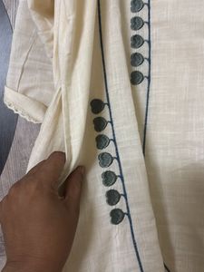 Cream Embroidered co-ord set with Flower Design