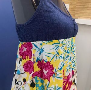Denim Top Floral Print Dress