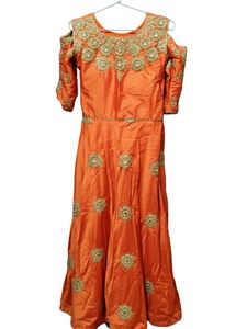 3 pcs Elegant Orange Ethnic Gown