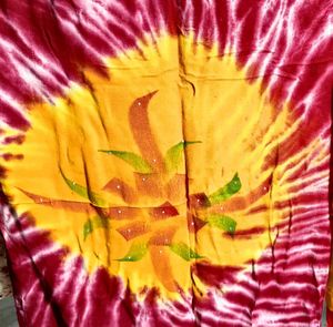 Vibrant Tie-Dye duptta with Sun Design