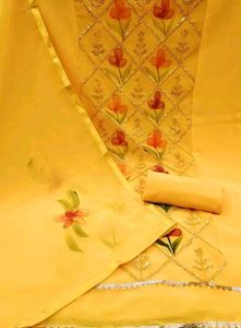 Yellow Floral Kurta dress materials