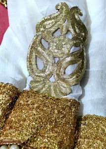 Elegant White saree with sequins border &amp; Gold blo