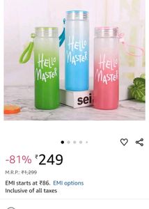Hello Master Glass Water Bottle