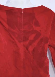 Chic Red Blouse with Elegant Lady Applique