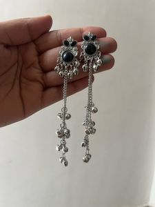 Red and black Kashmiri  Stone Jhumka Earrings