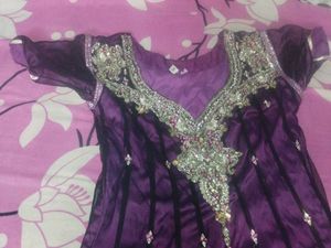 Purple Embellished Anarkali Dress