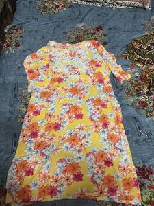 Yellow Floral Print Kurta