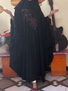 Elegant Black Embroidered farasha abaya