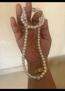 Pearl Necklace and Bracelet Set with Earrings