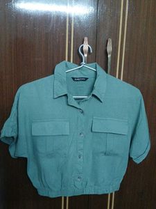 Green Cropped Shirt for kids