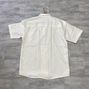 Men's Cream Short Sleeve Camp Collar Shirt
