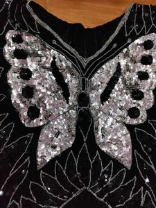 Sparkling Butterfly Embellished Black Blouse