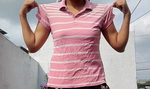 Pink Striped Polo T-Shirt