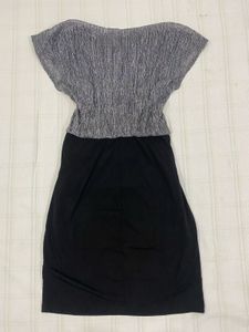 Elegant Black &amp; Grey Tiered Dress