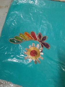 Beautiful Teal Embroidered Saree