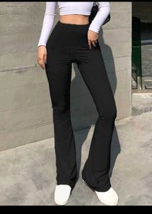 Black Ribbed Boot Cut Trouser