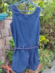 Denim Romper with Colorful Buttons