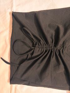 Chic Black Ruched V-Neck Top