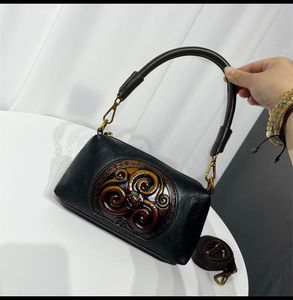 Vintage Embossed Leather Shoulder Bag