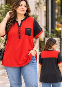 Colorblock V-Neck Casual Top
