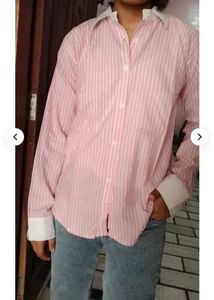 Chic Pink Striped Button-Up Shirt