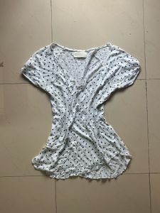 White Polka Dot Casual Top
