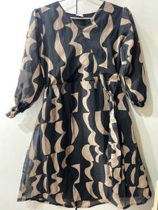 Abstract Print Wrap Dress