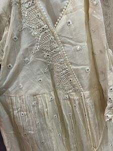 Elegant Off-White Embroidered Anarkali Kurta