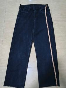 Dark Wash Black Wide Jeans