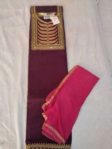 unstitched suit MaroonEmbroidered Kurta Set with