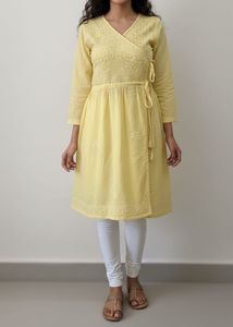 Yellow Handwork Angarkha Kurti