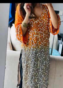 Y2K vintage Stunning Embellished Orange Kurta