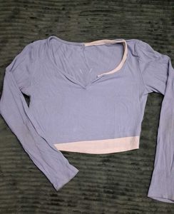 Casual Long Sleeve Crop Top