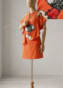 Cute Mickey Mouse Orange Ruffle Top