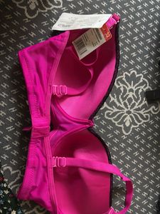 Vibrant Pink Lace Trim Bra