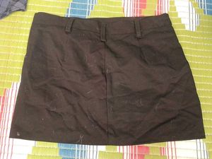 Black Mini Skirt with Slit