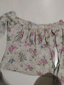 Floral Bell Sleeve Off-Shoulder Top
