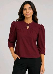 Burgundy Puff Sleeve Top
