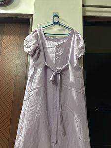 Lilac Puff Sleeve Midi Dress