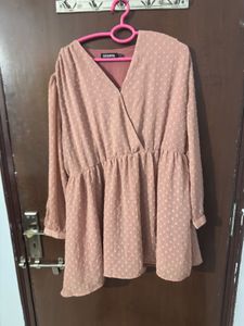Elegant Rose Swiss Dot Wrap Dress
